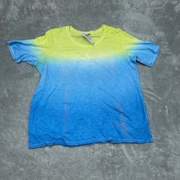 Logo By Lori Goldstein Yellow & Blue Ombre Womens Shirt 1X *flaw* a0552 - Picture 1 of 8